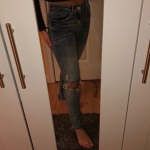 Zara ripped straight leg jeans